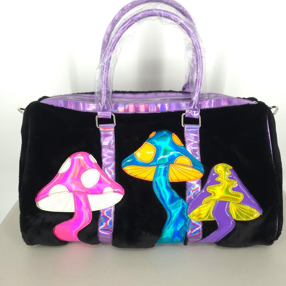 Dolls Kill Current Mood Lost in Wonderland Fuzzy Weekender Bag New - Picture 6 of 15